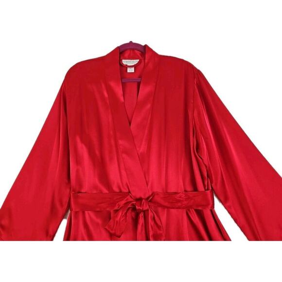 Morgan Taylor Intimates ~Woman Size XL~ Red Satin Robe Kimono NWT. - Picture 12 of 13